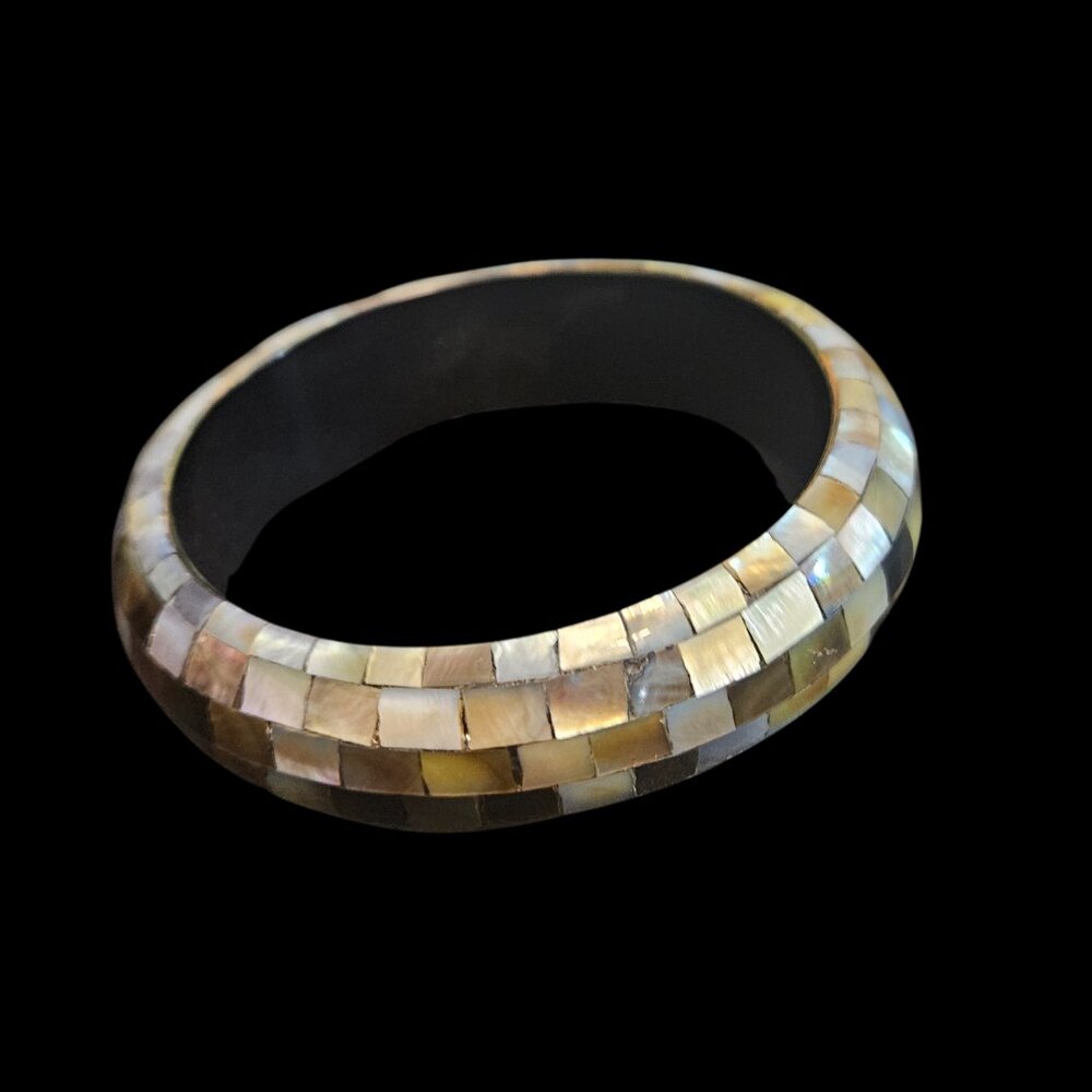 Premier Designs Mother of Pearl Mosaic Inlay Bangle Bracelet –